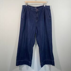 GAP Women Blue Medium Wash High Rise Wide Leg Jeans Size 18/34R